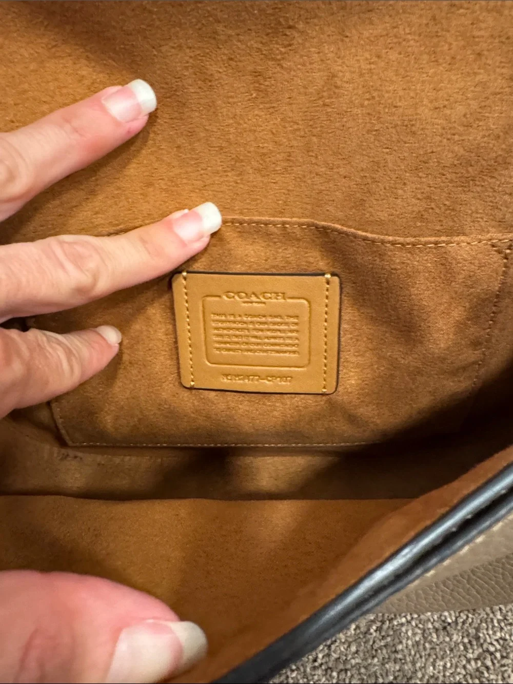 Coach Amelia saddle crossbody bag dark stone taupe color